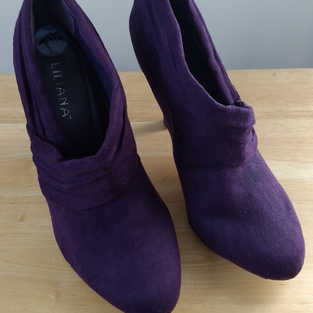Liliana Purple Suede Booties